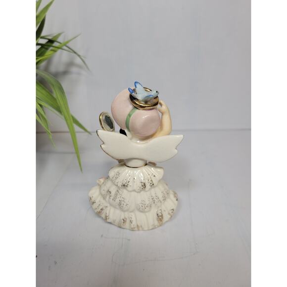 Vintage April Angel Lefton Birthday Girl Figurine Blue Bird 1987J - Picture 3 of 6